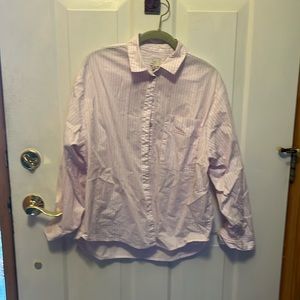 Pink striped button up blouse